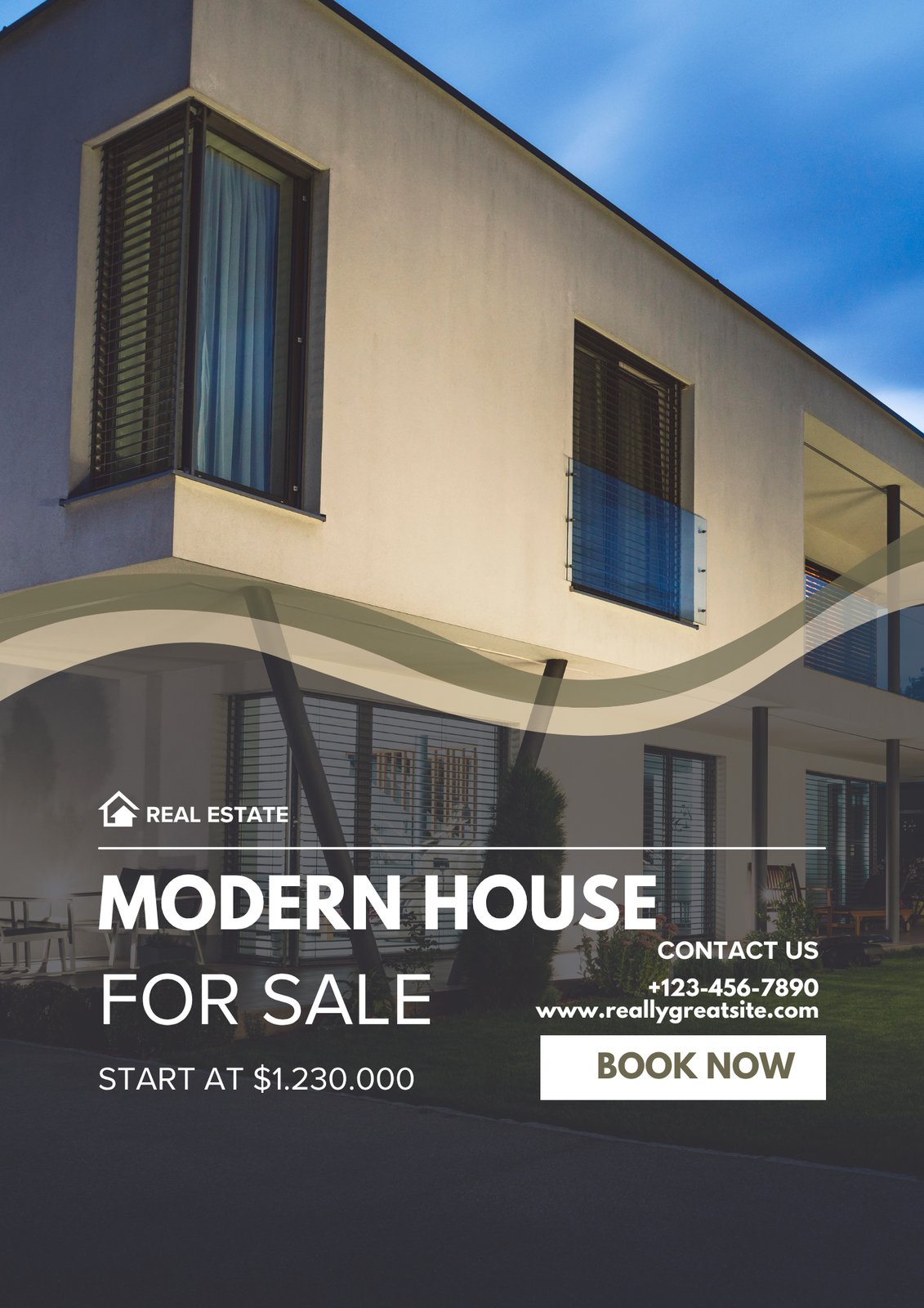 Signage style — Modern House For Sale, blue sky exterior