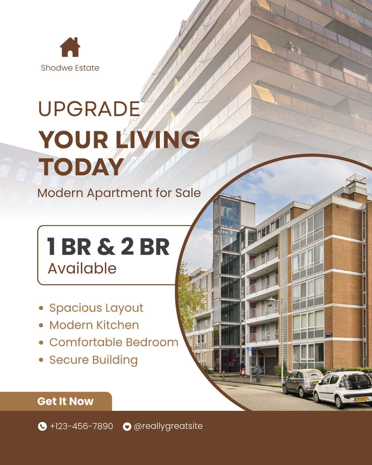 Signage style — Shodwe Estate, brown and white apartment layout